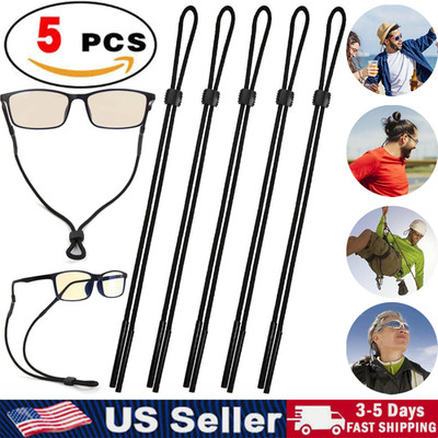 5 Pcs Black Eyeglass Read Glasses Neck Strap Sports Sunglass Holder Lanyard Cord