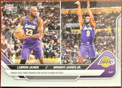 LeBron James / Bronny James Jr. First Father-Son Assist NBA  2026 Topps Now #229