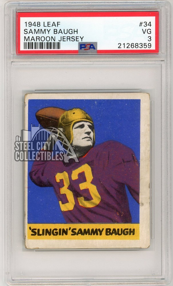 Sammy Baugh 1948 Leaf Football Maroon Jersey Rookie Card #34 PSA 3