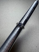 Vintage Oval Faceted 7x5 mm Natural Blue Sapphire Sterling Silver Ring Size 6