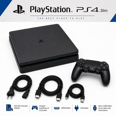 Sony PlayStation 4 Slim 500GB Spielkonsole - Schwarz (CUH-2216A)