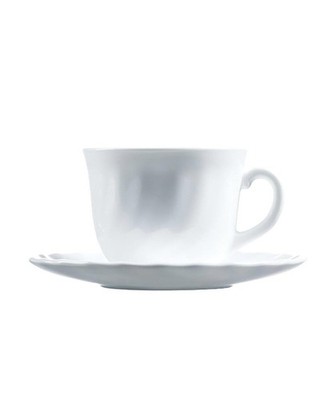 Bormioli Rocco Opal Glas Ebro Kaffeeset, 6 Tassen und Unterteller, Weiß