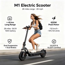 Electric Scooter Adult 620W Motor 28 Miles Long Range E Scooters Dual Suspension