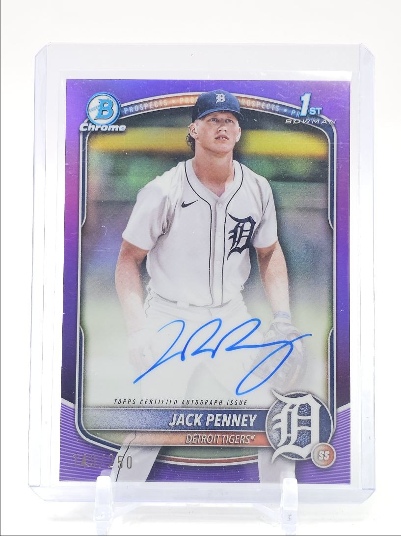 JACK PENNEY 2025 BOWMAN CHROME 1ST PURPLE REFRACTOR TIGERS AUTO /250 Q2491