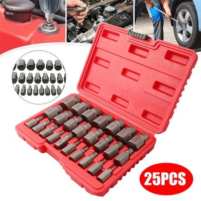 25 PCS Impact Bolt Extractor Set Nut Remover Set Stripped Extraction Socket Tool