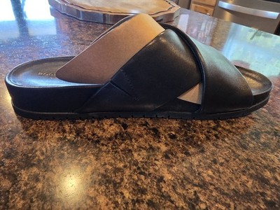 Rockport Trutech Women's Black Leather Slide Sandals Slip On Flat Comfort 8.5 M