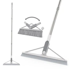 Rubber Floor Squeegee Broom with Long Handle and 120° Adjustable Head for Tiles