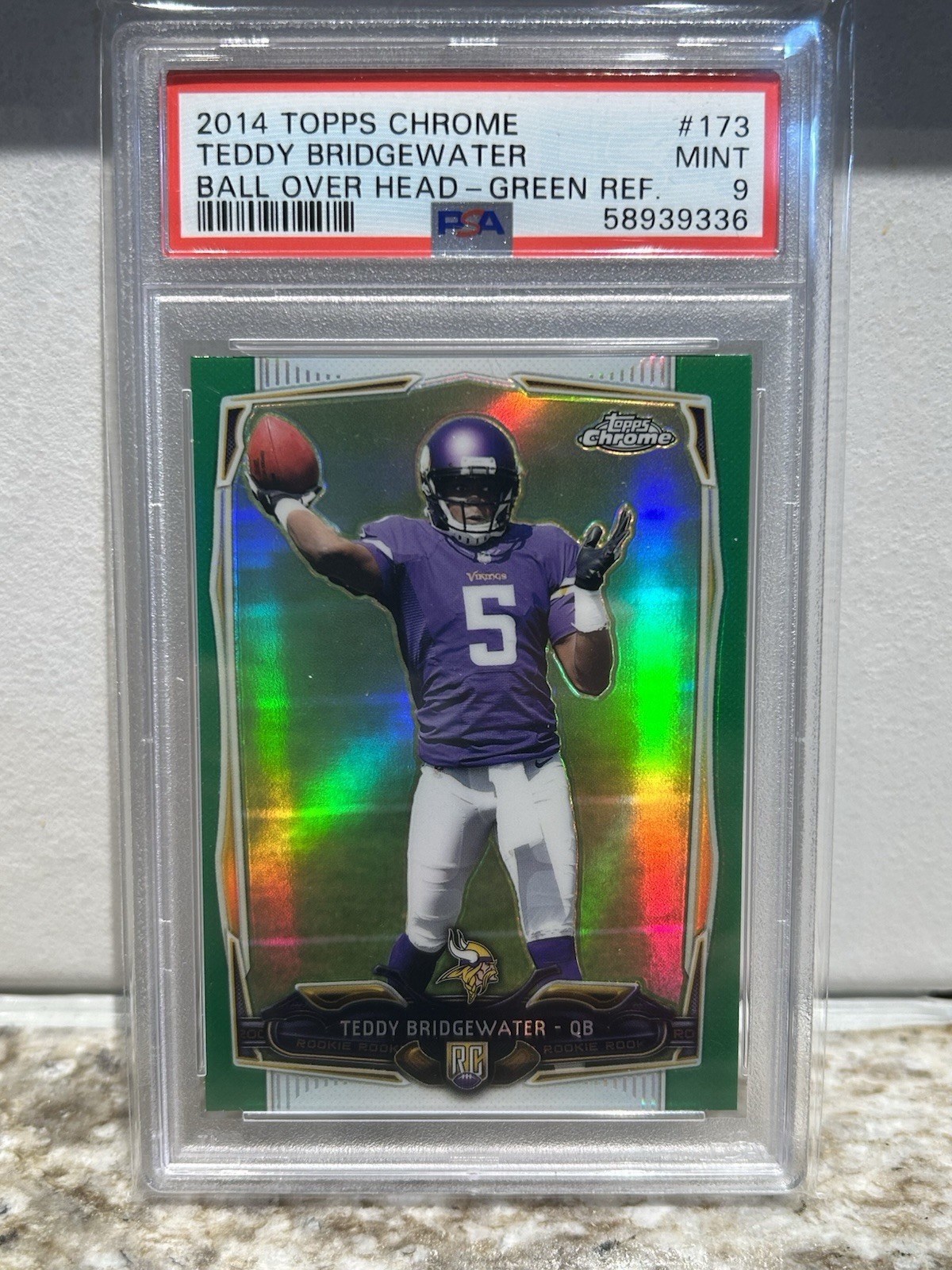 2014 Topps Chrome Teddy Bridgewater Green Refractor RC PSA 9