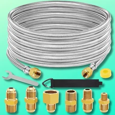 20 Ft High Pressure Braided Propane Hose Extension with Conversion Coupling 3/8"