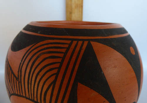 Signed Evelyn Poolheco Hopi POTTERY BOWL POT Vintage 5.5"T Handmade - Picture 8 of 11