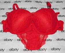 NEW Victoria's Secret Dream Angels Perfect Coverage Bra Red 40C & Bikini Set XL