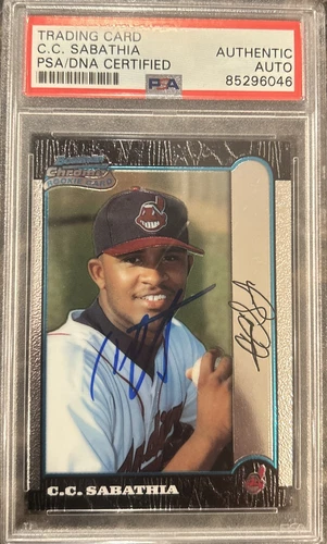 C.C. SABATHIA SIGNED 1999 BOWMAN CHROME #344 ROOKIE CARD RC PSA/DNA