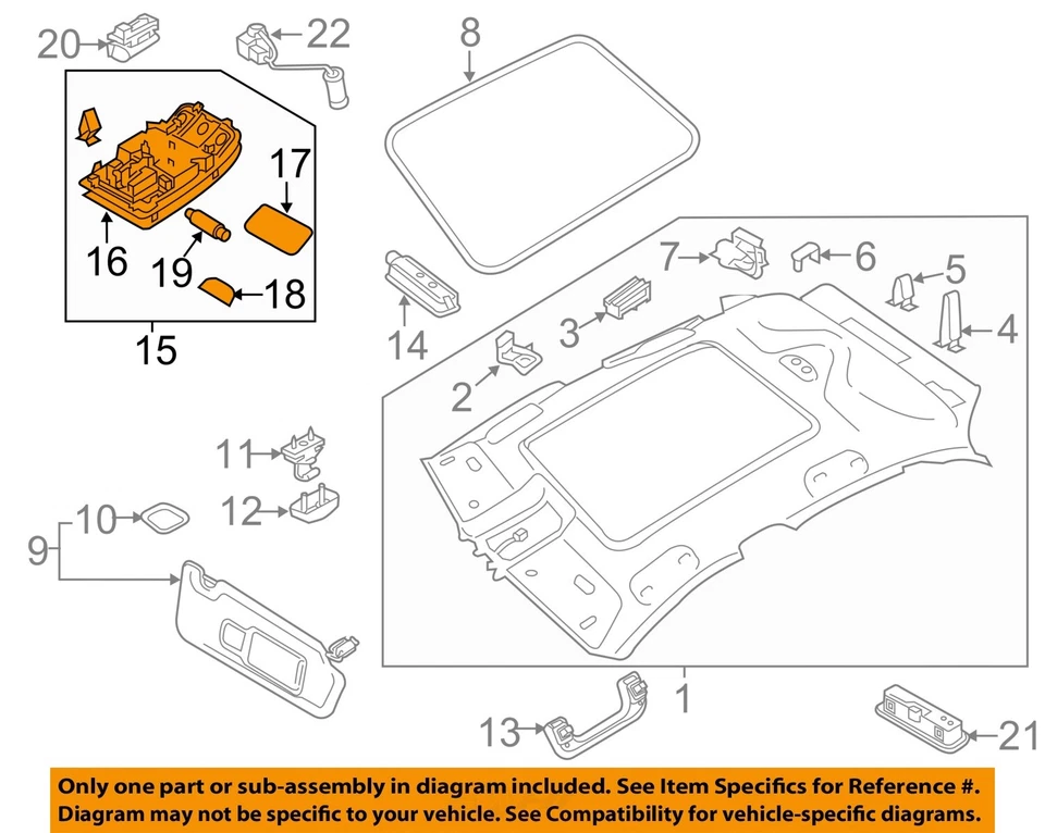 Audi Q3 2018 consola central consola superior blanca fabricante de equipos originales usado 53 k millas Foto 3 de 4
