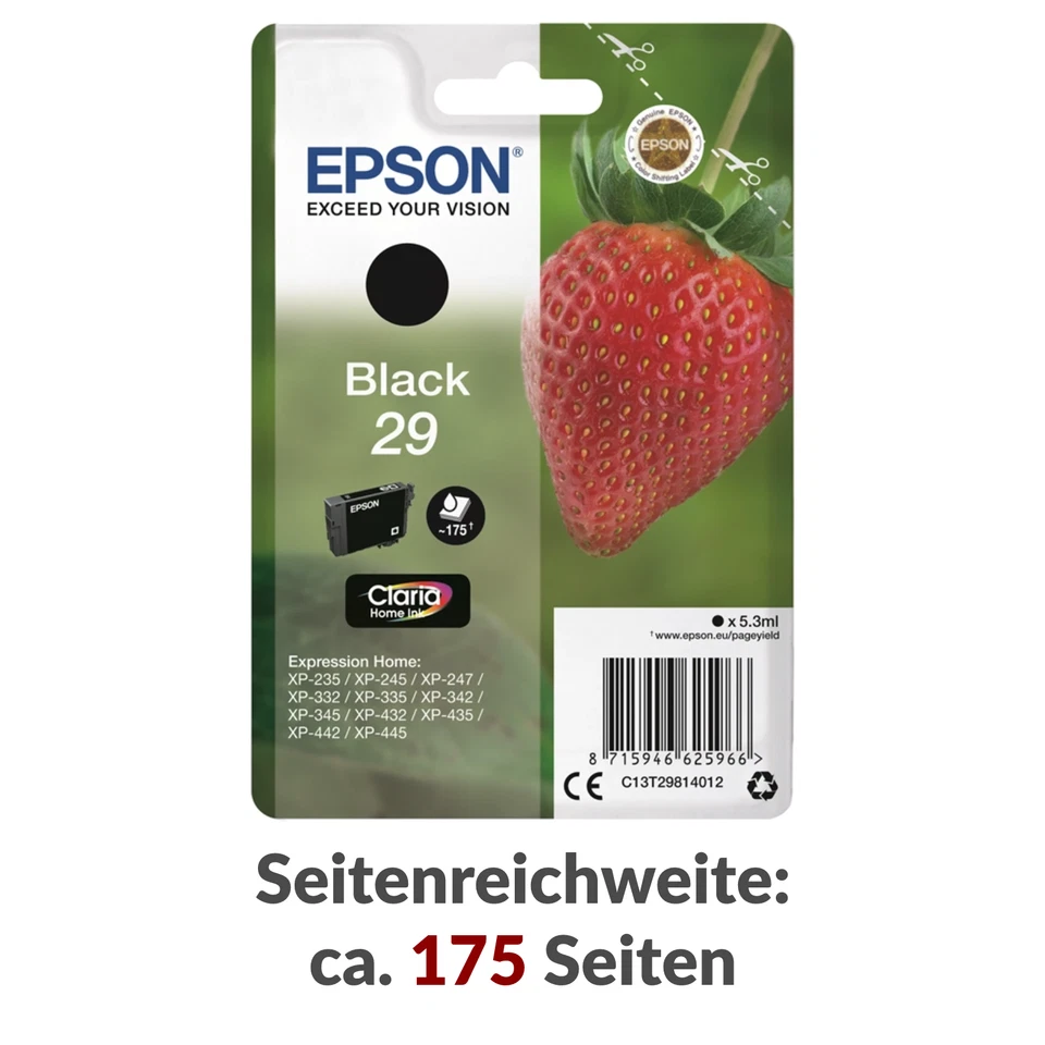 Original Epson 29 29 XL Tinte Patronen Druckerpatrone Erdbeerserie Multipack XP - Bild 4 von 4