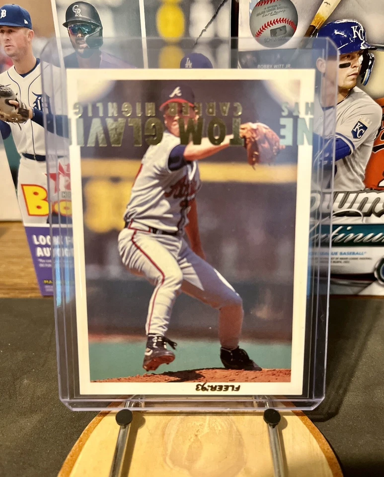 Fleer Tom Glavine 1993 aspectos destacados de la carrera #6 030522bb (tarjeta de error extremadamente rara) Foto 3 de 4