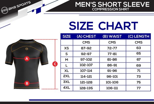 BWB Mens Compression Armour Base Layer Top Short Sleeve Thermal Gym Sports Shirt - Picture 29 of 54