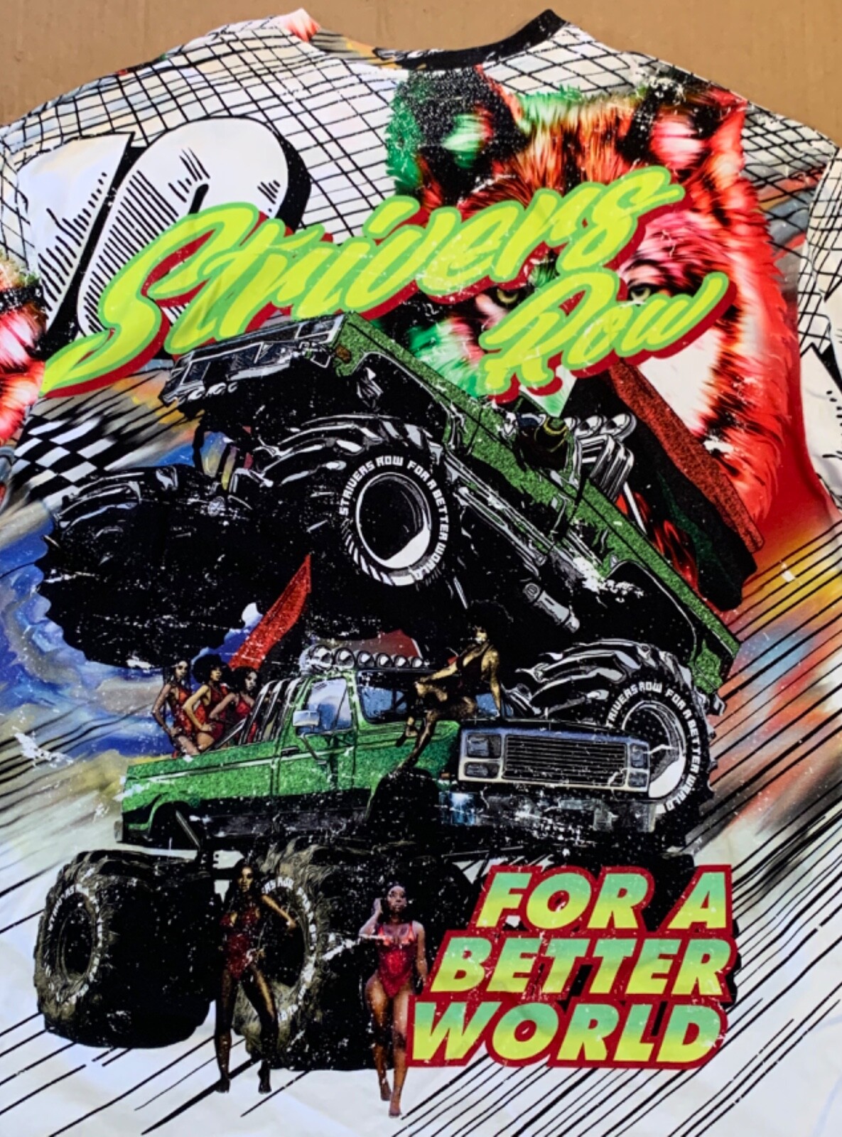 FILA T shirt uomo Strivers Row Vibrant multicolore 2 lati manica corta nuova con etichetta taglia 2XL