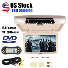 US 15.6'' Car Flip Down LCD Monitor Player Roof Mount Overhead Monitors MP5 DVD