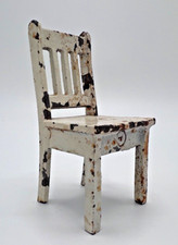 Arcade Cast Iron Dollhouse WHITE Kitchen Chair, Miniature 1920s Toy Vintage B
