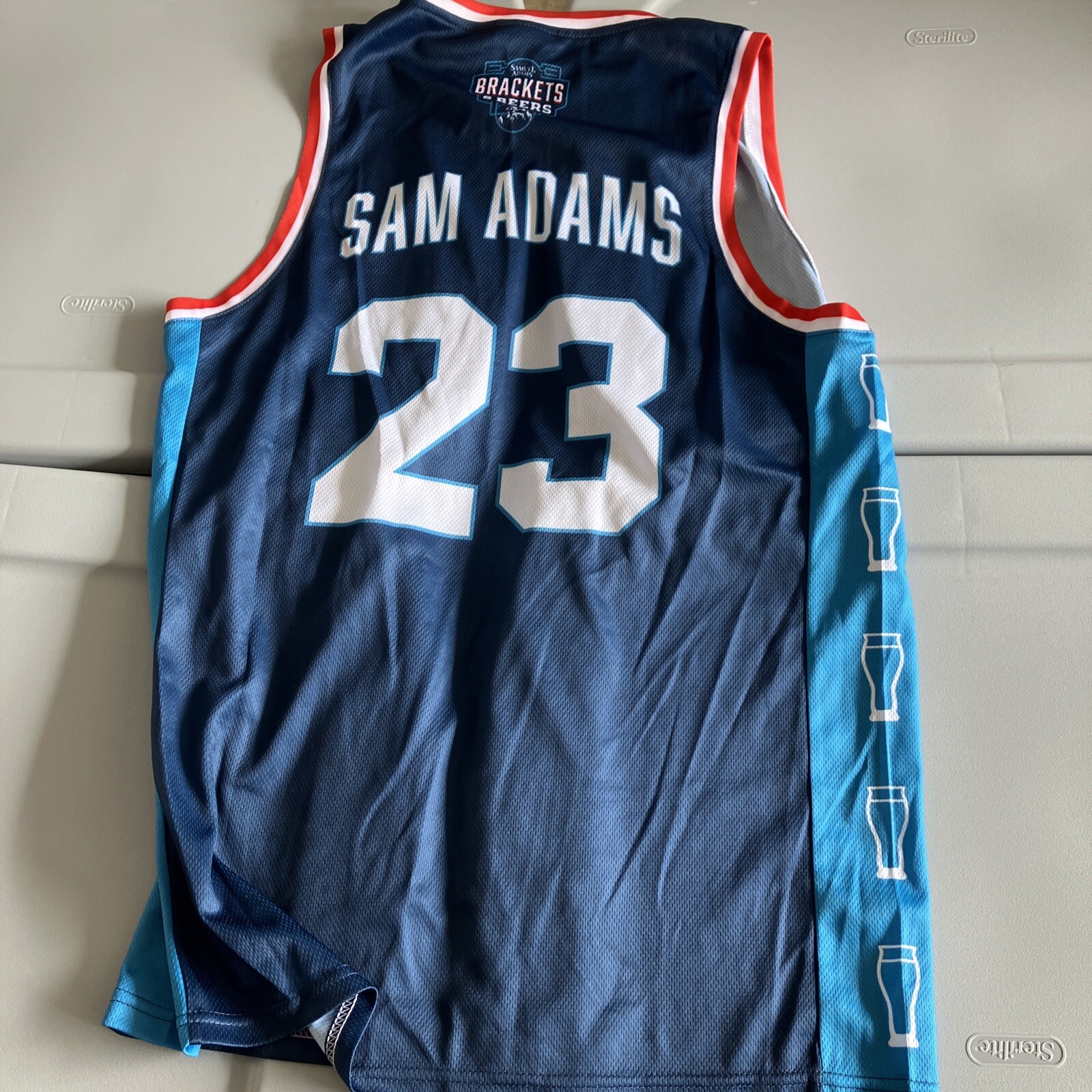 Men’s Sam Samual Adams Brackets & Beers Blue Basketball Jersey #23 Medium