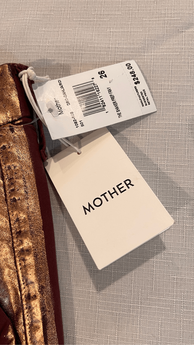 Pantalon Chinos Crop Mother The Shaker - Taille 26, Haute Taille, Neuf Avec étiquettes