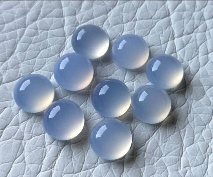 Cabujón de piedras preciosas sueltas de calcedonia azul natural forma redonda 4, 6, 8, 10 mm Foto 2 de 4