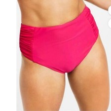 Bar Iii Shirred High-Rise Bikini Bottoms Swimwear Ruby Womens Size XS