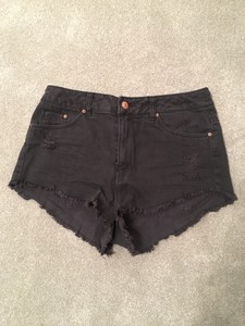 black denim hotpant shorts