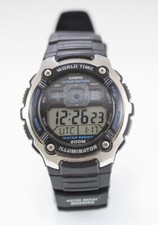 Casio Illuminator Men Watch Black Plastic 200m Light Date Alarm Chron Quartz