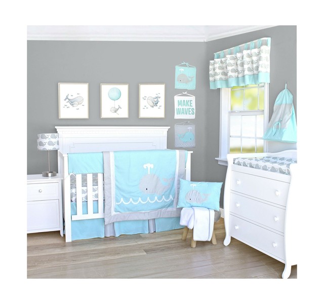 whale crib bedding