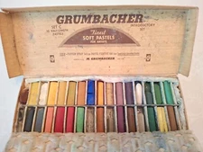 Vintage Grumbacher Finest Soft Pastels For Artists 30 Half-Length Set No. C Nice
