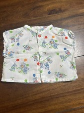Vintage BABY HOSPITAL GOWN Shirt White Bears With Ballon  s Infant Snap 6 Month