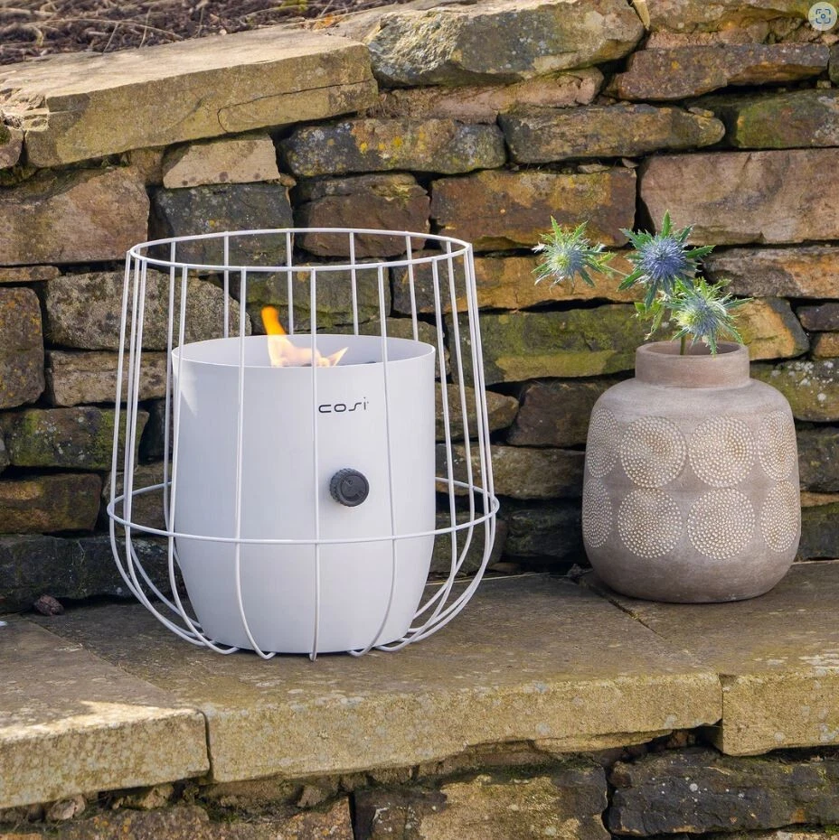 White Fire Pit Lantern Outdoor Gas Heater Basket Garden Portable Camping Fire - Image 2 of 4