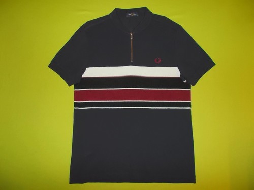Shirt mit Reißverschluss FRED PERRY (L) 100% BAUMWOLLE PERFEKT!!! Golf Tennis schwarz - Bild 2 von 8
