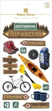 Crafts 3D Layered Stickers PH Outdoor Adventure Kayak Bicycle Campfire Hiking