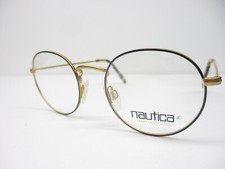 New Vintage Eyeglass Frames Nautica J8 Yellow Black Unisex Retro Round 48 NOS