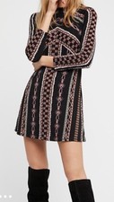 Free People Stella Dress, Size SMALL Women, Mini, Long Sleeves, Stripes, NWT