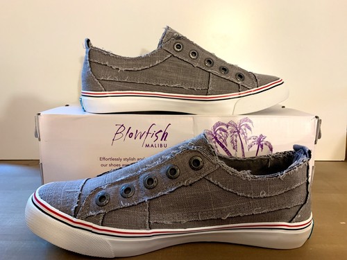 Blowfish Play Women's Steel Grey Washed Cozumel Linen Sneaker Sz 8.5 - Picture 3 of 6
