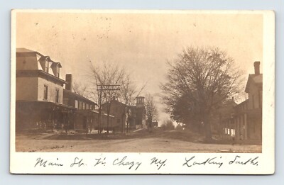 RPPC Main Street Looking South West Chazy New York 1906 Real Photo Postcard A53