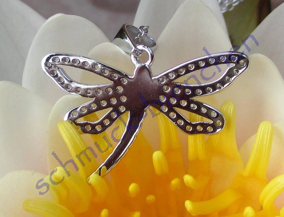 KX Libelle dragonfly Insekt Anhänger mit Kette Silber 925 - Bild 3 von 3