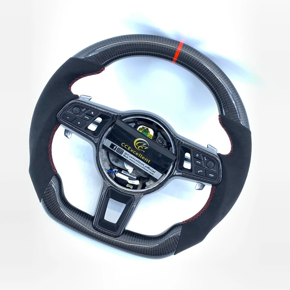 Volante de fibra de carbono personalizado para Porsche 911 Cayman 718 Cayenne 918 Spyder Foto 4 de 4