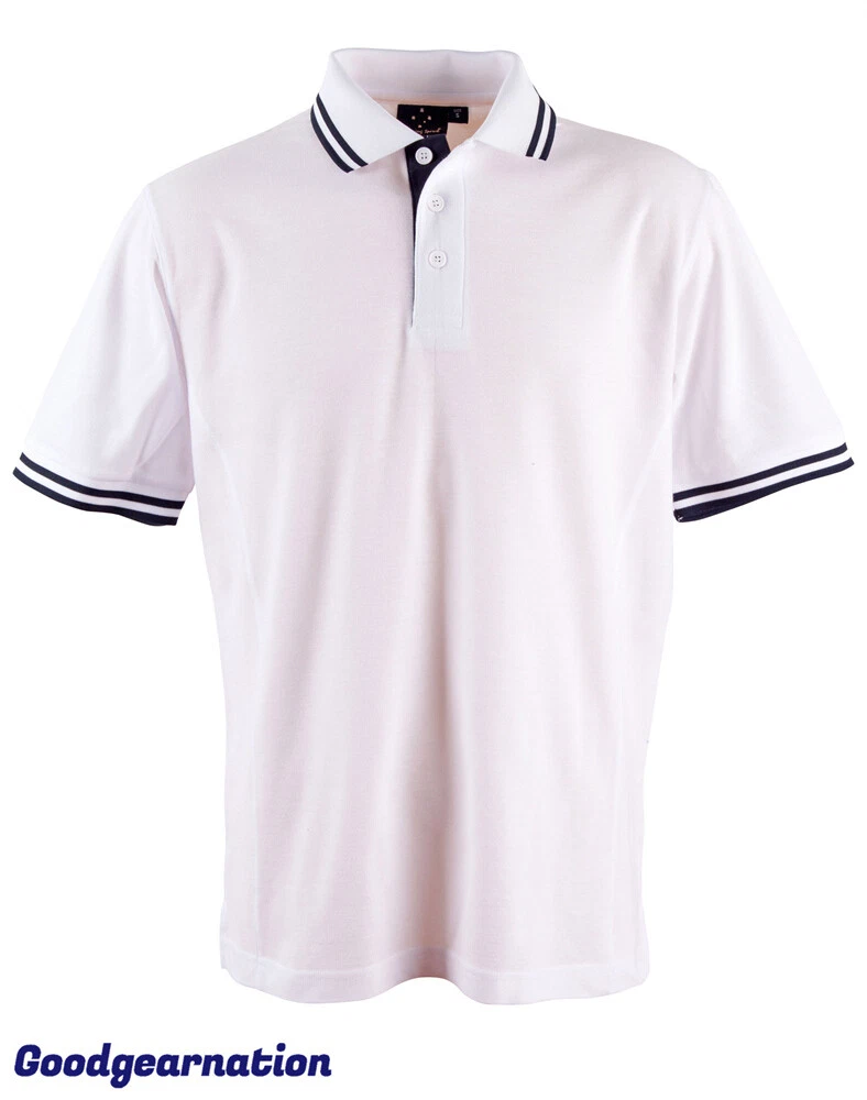 Polo Shirts Mens Top Contrast Short Sleeve Cotton Blend Sports Team Breathable