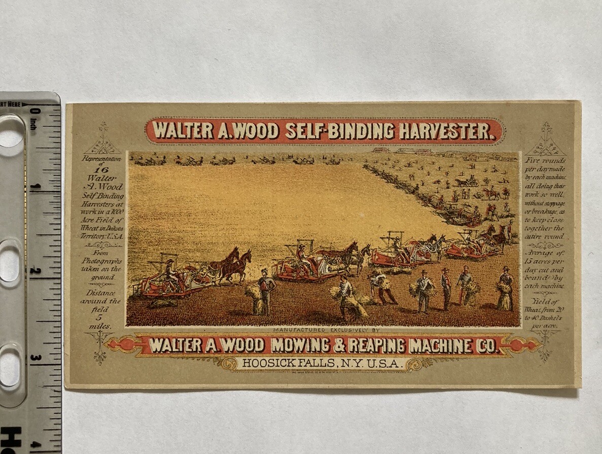 Walter Wood Self Binding Harvester Victorian Trade Card Horses