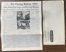 BEYOND RARE 1944 WWII The Evening Bulletin &Envelope Strawbridge & Clothier AUC3