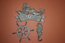  3 Vintage-style Mermaid Welcome Home Entrance Way Coat Hook Set, BL40,N25,27