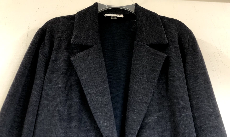 Chaqueta Blazer St. John Sportswear Talla Med Pecho 38" Gris Santana Tejida 1 Botón Foto 3 de 4