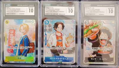 SET 3 CGC 10 GEM MINT JAPANESE ONE PIECE 2024 Luffy Ace Sabo P-073