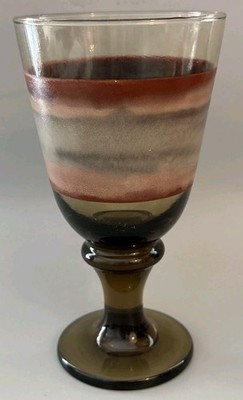 Vintage Libbey Nova Brown Sango Stem Water Wine Goblet 7in MCM Smoke Glass USA