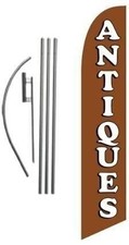 Antiques Store Advertising Feather Banner Swooper Flag Sign with Flag Pole...