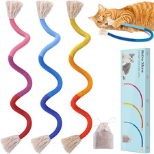 Cat Toys Ropes 3Pcs with Refillable Natural Catnip, Safe Teeth Cleaning Kitten C